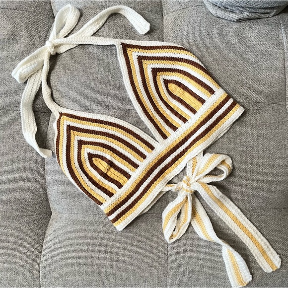 Windsor Striped Knit Halter Top Hippie Boho Size M - Picture 1 of 7